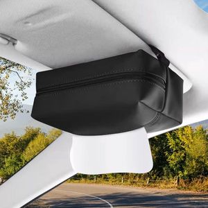 Auto zakdoekhouder - praktische tissue box voor onderweg - 1 stuk - zwart