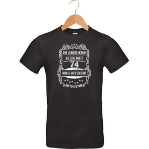 Zo goed met - 74 jaar - T-Shirt Classic - 100% katoen - leeftijd - geboortejaar - verjaardag en feest - cadeau - kado - unisex - zwart - maat XXL
