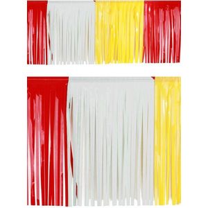 Slierten folie guirlande rood/wit/geel 6m brandvertragend