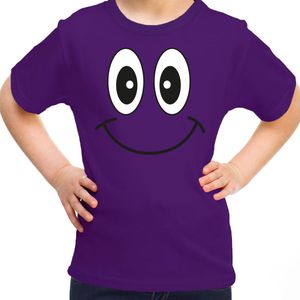 Bellatio Decorations Verkleed t-shirt voor kinderen/meisje - smiley - paars - feestkleding 134/140