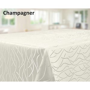 tafelkleed damast strepen - strijkvrij tafelkleed - vlekbestendig, onderhoudsvriendelijk tafellinnen - tafelkleed, Rechthoekig 110x110 cm, Champagne