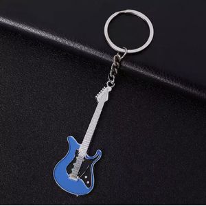 Elektrische gitaar (Blauw) - Metalen sleutelhanger - Muziekinstrumenten hanger - Gift - Cadeau