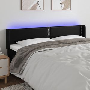 The Living Store Hoofdbord LED 183x16x78/88 cm kunstleer zwart - Klassieke Hoofdbord - Led Hoofdbord - Hoofdbord Zwart - Kunstleder Hoofdbord - Hoofdbord Met Verlichting