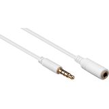 3,5mm Jack 4-polig audio slim verlengkabel AWG28 / wit - 5 meter