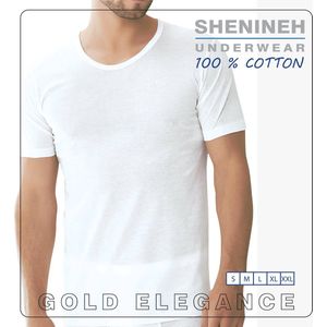 Gold Elegance Katoenen T-shirt - runde hals hemdje met korte mouwen - 100% Katoen - S