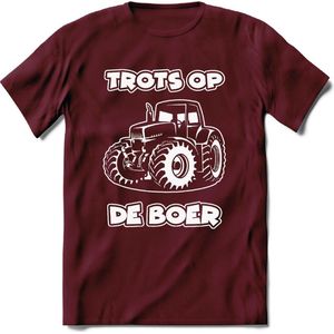 T-Shirt Knaller T-Shirt|Trots op de boer / Boerenprotest / Steun de boer|Heren / Dames Kleding shirt Trekker / Tractor|Kleur Burgundy|Maat XL