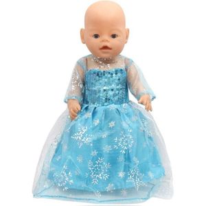 Prinses Anna en Elsa Jurk - Geschikt pop van 43 CM - Prinsessen jurkjes