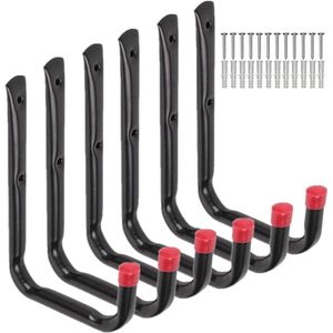 Hoogwaardige garagehaak, 17 cm aan de muur bevestigde opberghaken voor tuingereedschap voor fiets, ladder, stoel, tuinslang, binnen, buiten (20,5 cm x 13,7 cm)