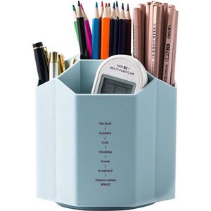 360° Roterende Pennenhouder Stand voor Bureau - Schattige Pot voor Potloden - Desk Organizer en Make-up Borstelhouder - 5 Vakken Blauw - Multifunctionele Bureau Accessoires