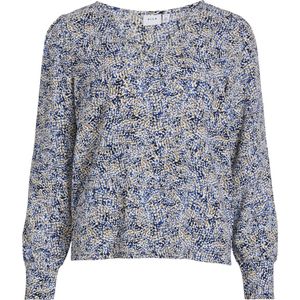 Vila Blouse Vimoda Jia V-neck L/s Top 14096884 True Blue/jia Egret Dames Maat - L