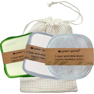 Herbruikbare Wattenschijfjes – Hippyfy - Waszak - Biologische Bamboe en Katoen – Duurzame Gezichtsreiniging - Zero waste – 16 stuks – 8 cm – Wasbare Make-up Reinigingswatten met Waszakje – Waste-Free en Milieuvriendelijke Reiniging - Cadeau voor haar
