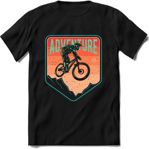 Adventure | TSK Studio Mountainbike kleding Sport T-Shirt | Roze - Lime | Heren / Dames | Perfect MTB Verjaardag Cadeau Shirt Maat XL
