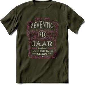 70 Jaar Legendarisch Gerijpt T-Shirt | Roze - Grijs | Grappig Verjaardag en Feest Cadeau Shirt | Dames - Heren - Unisex | Tshirt Kleding Kado | - Leger Groen - S