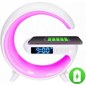 Soundlogic Digitale Wekker - Lichtwekker - Draadloze Oplader - Digitale Klok Slaapkamer - Wit