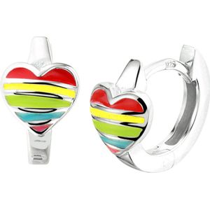 Zilver Gerhodineerde Klapoorringen hart 1332889