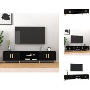 vidaXL TV-meubel Trendy - Houten poten - Voldoende opbergruimte - Display functie - Zwart - 180x31.5x40cm - Kast