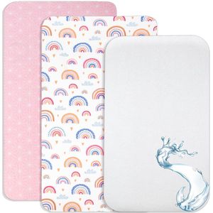 Unyqoos ® Complete Set van 2 Hoeslakens en Waterdichte Matrasbeschermer voor Babybed van 90 x 55 cm