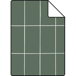 Proefstaal ESTAhome behang kleine tegeltjes vergrijsd groen en wit - 26,5 x 21 cm - 139031-S