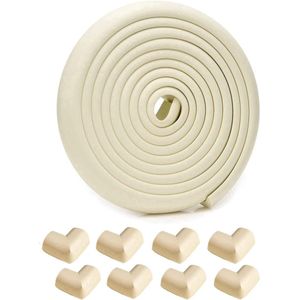 L shanped 6m Baby Proofing met 8 Hoekbeschermers, Kinderschuim Hoekbeschermers, Baby Veiligheid Randbeschermer, Geschikt voor Rand Van Tafel, Stoel, TV-bank, Meubels, Bed, Deur, Muur (Gebroken Wit)