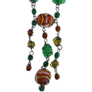 Behave - Ketting - Groene & Bruine Glaskralen - Retro-Style