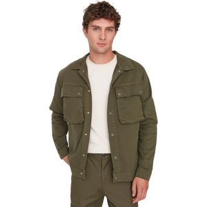 Trendyol Zwarte Regular Fit Heren Denim Jas Met Grote Zakken Tmnaw20Ce0234