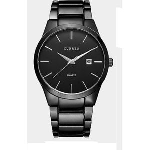 Curren - basic heren horloge - analoog - staal - zwart - met datum - 40 mm
