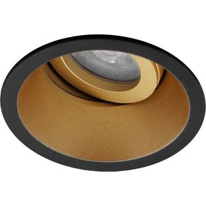 Premium platte Inbouwspot Jace Zwart/goud Verdiepte ronde spot Extra Warm Wit (2700K) Met RTM Lighting LED