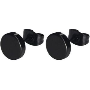 Oorbellen Dichte cirkel - minimalistisch - Unisex - zwart - 6mm - studs