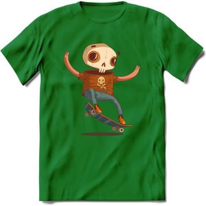Casual skelet T-Shirt Grappig | Dieren halloween Kleding Kado Heren / Dames | Animal Skateboard Cadeau shirt - Donker Groen - M