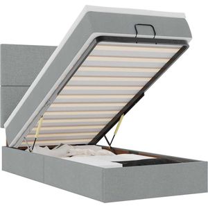 vidaXL - Bed - met - matrasx200 - cm - stof - lichtgrijs