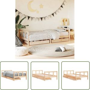 The Living Store Kinderbedframe 90x200 cm massief grenenhout - Kinderbed Frame - Houten Bed - Kids Bed - Kindermeubel - Grenenhouten Bed