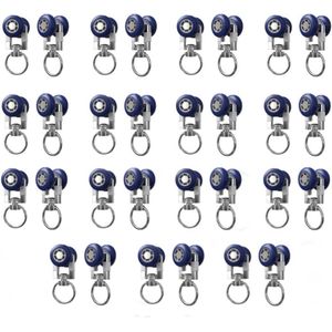 Gordijnrail Katrolsysteem - Stille rollers - 30 stuks - Blauw - Metaal