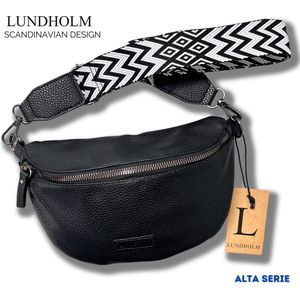 Lundholm heuptasje dames festival zwart - bag strap tassenriem met schouderband voor tas - cadeau voor vriendin | Scandinavisch design - Alta serie - crossbody tas dames Zwart
