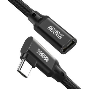 AdroitGoods Usb-C Verlengkabel Haaks - 10Gbps - 4K@60Hz - Female naar Male Kabel - 100cm - Verlenging - Zwart