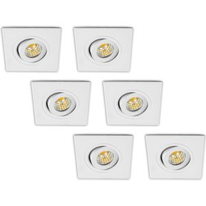 Groenovatie LED Inbouwspot 3W - Vierkant - Kantelbaar - Wit - 6-Pack