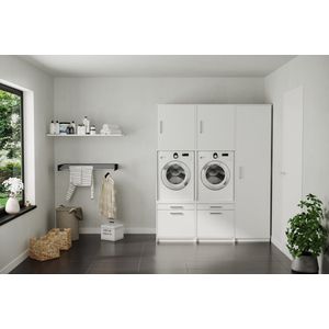 Wasophoogte® Wasmachine Kast Tre Hoog - Wasmachine verhoger - Wasmachine ombouw / -opbouwmeubel - Multiplex - 700(D)*1952(B)*2350(H) mm - Wit