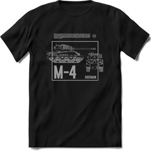 M4 Sherman leger T-Shirt | Unisex Army Tank Kleding | Dames / Heren Tanks ww2 shirt | Blueprint | Grappig bouwpakket Cadeau - Zwart - L