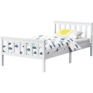 In And OutdoorMatch Houten Bed Alfonso - Met Bedbodem - 120x200 cm - Wit - Snelle Montage