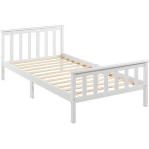 In And OutdoorMatch Houten Bed Alfonso - Met Bedbodem - 120x200 cm - Wit - Snelle Montage