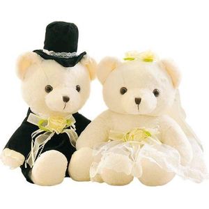 Beren bruidspaar 25 cm - bruiloft - beer - knuffel - trouwen - huwelijk - bruiloft - bruid - bruidegom - bruidspaar