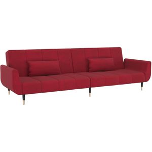 vidaXL Slaapbank 2-zits - Fluweel - Wijnrood Slaapbank - Sofa Bed - Velvet Bank - Rode Bank - Tweezitter