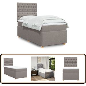 vidaXL Boxspring met matras - Taupe - 90x190 cm Boxspring - Boxspringbed - Pocketveringmatras - Slaapcomfort - Tweepersoonsbed