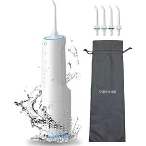 VibeWise Waterflosser - Draadloze Monddouche - 360ml - Elektrische Water Flosser met 4 Reinigingsstanden - IPX7 Wit