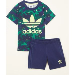 Adidas Originals Babyset met T-shirt en Korte Broek 2-delig - Royalblauw - Maat 62