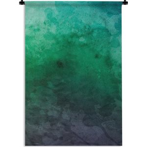 Wandkleed Waterverf Abstract - Abstract werk gemaakt van waterverf met donkergroene en blauwe vlekken Wandkleed katoen 90x135 cm - Wandtapijt met foto