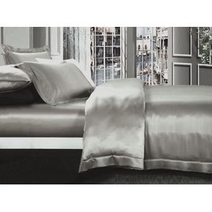 Zijden dekbedovertrek, Parelmoer grijs 140x200cm, 100% zijde,405thread count (19momme)