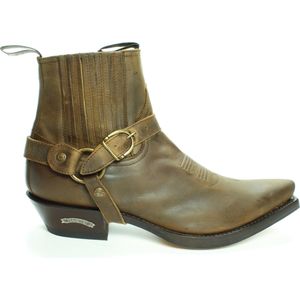 Sendra Boots 4674 Hilux Bruin Cowboy Western Korte Laarzen Heren Enkellaars Spitse Neus Schuine Hak Lederen Zool Elastiek Sluiting Afneembaar Sierspoor Echt Leer Maat 43