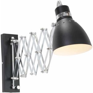 Industriële Schaar wandlamp Spring | 1 lichts | zwart | metaal | tot 90 cm lang verstelbaar in lengte | woonkamer / slaapkamer lamp | modern / functioneel design