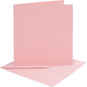 Kaarten en enveloppen, afmeting kaart 15,2x15,2 cm, afmeting envelop 16x16 cm, 220 gr, roze, 4set/ 1 doos