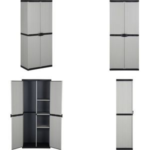 vidaXL Tuinkast met 3 schappen 68x40x168 cm grijs en zwart - Tuinkast - Tuinkasten - Kast - Opbergkast